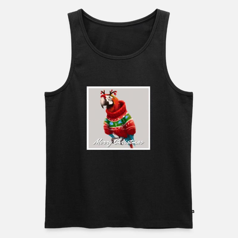 Entzückender Ara Papagei in einem Weihnachtspullover. - Männer Premium Bio Tank Top - Schwarz
