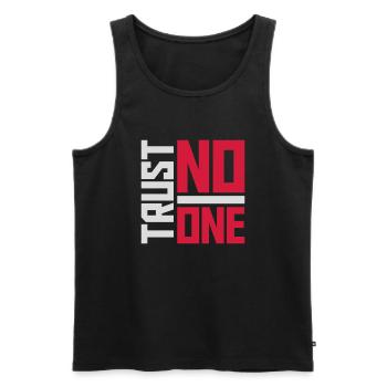 trust no one quote - Men's Premium Organic Tank Top - black - Front - AI Model Male 178 light (178cm)