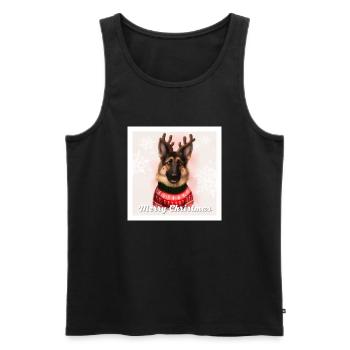 Cute German Shepherd Dog in a Christmas sweater. - Men's Premium Organic Tank Top - black - Front - Michal (187cm)