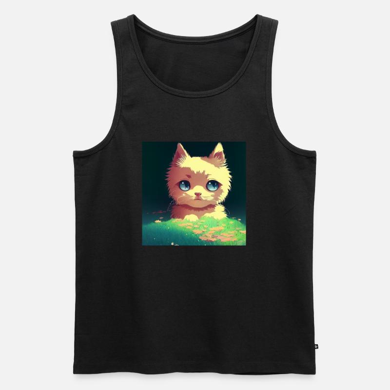 Süße Katze Anime - Männer Premium Bio Tank Top - Schwarz