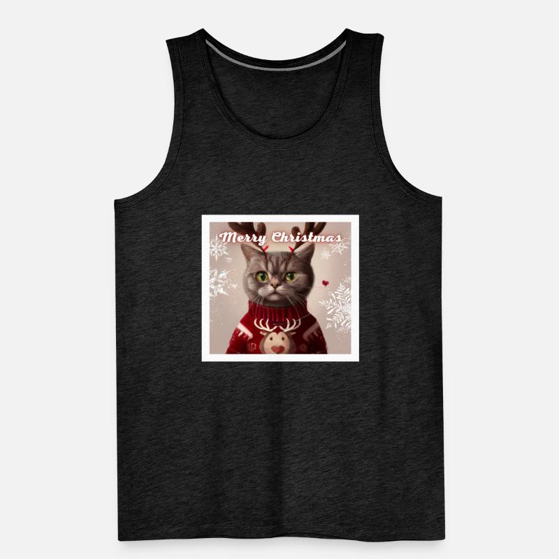 Doux chat britannique dans un pull de Noël. Débardeur bio Premium Homme