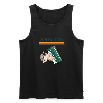 Analog Synth Cat Retro Synthesizer Music Producer - Men's Premium Organic Tank Top - black - Front - Michal (187cm)