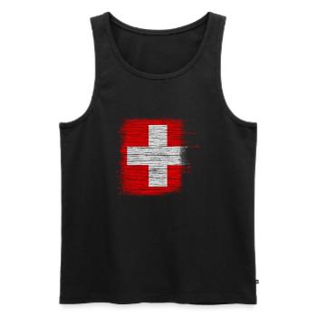 Flagge der Schweiz - Männer Premium Bio Tank Top - Schwarz - Vorne - Michal (187cm)