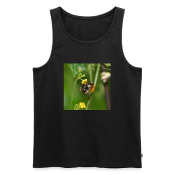 Hummel auf gelber Blüte - Männer Premium Bio Tank Top - Schwarz - Vorne - Michal (187cm)