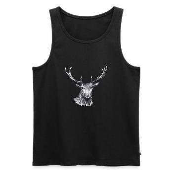 Cerf - Débardeur bio Premium Homme - noir - Devant - AI Model Male 178 light (178cm)
