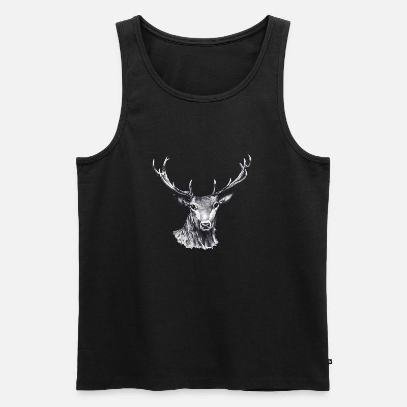 Hirsch - Männer Premium Bio Tank Top - Schwarz