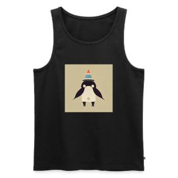 Pinguîn mit Partyhut - Männer Premium Bio Tank Top - Schwarz - Vorne - AI Model Male 178 light (178cm)