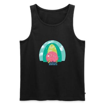 The Pink Elephant and Mother Earth - Men's Premium Organic Tank Top - black - Front - AI Model Male 178 light (178cm)