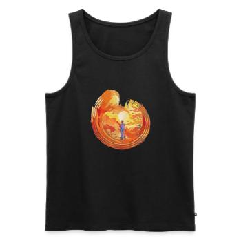 Man / Person / Man in Fireball - Men's Premium Organic Tank Top - black - Front - AI Model Male 178 light (178cm)