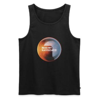 Coffee "Reed my Coffee Grounds" - Men's Premium Organic Tank Top - black - Front - AI Model Male 178 light (178cm)
