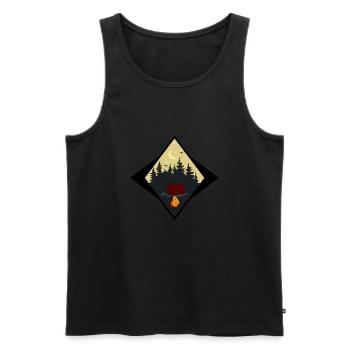 Lagerfeuer mit Zelt Symbol - Männer Premium Bio Tank Top - Schwarz - Vorne - Michal (187cm)