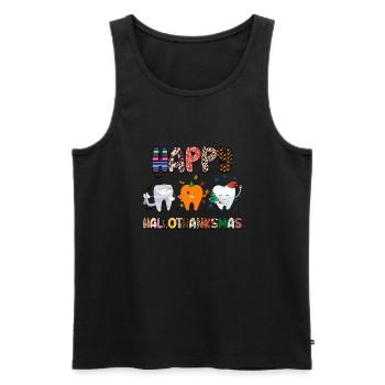 Happy Hallothanksmas - Débardeur bio Premium Homme - noir - Devant - AI Model Male 178 light (178cm)
