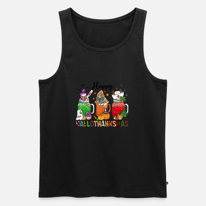Frohe Hallothanksmas - Männer Premium Bio Tank Top - Schwarz