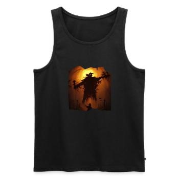 Halloween ghost with pumpkin - Men's Premium Organic Tank Top - black - Front - AI Model Male 178 light (178cm)