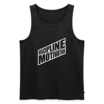 discipline over motivation Zitat - Männer Premium Bio Tank Top - Schwarz - Vorne - Michal (187cm)
