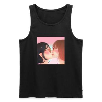 LGBT Queer Kuss 🌈🌈 - Männer Premium Bio Tank Top - Schwarz - Vorne - Michal (187cm)