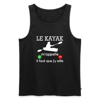le kayak m appelle / humour kayak - Débardeur bio Premium Homme - noir - Devant - Michal (187cm)