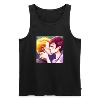 LGBT Queer kiss 🌈🌈 - Men's Premium Organic Tank Top - black - Front - Michal (187cm)