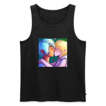 LGBT Queer kiss 🌈🌈 - Men's Premium Organic Tank Top - black - Front - Michal (187cm)