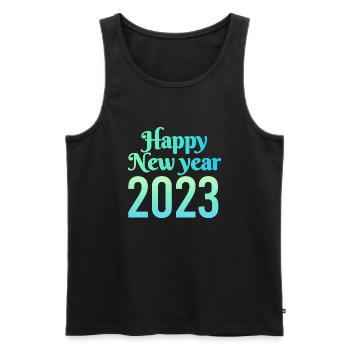 Bonne année 2023 - Débardeur bio Premium Homme - noir - Devant - AI Model Male 178 light (178cm)