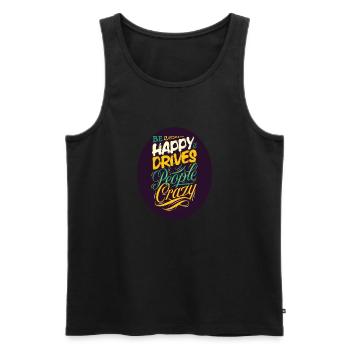 Be Happy - Männer Premium Bio Tank Top - Schwarz - Vorne - Michal (187cm)