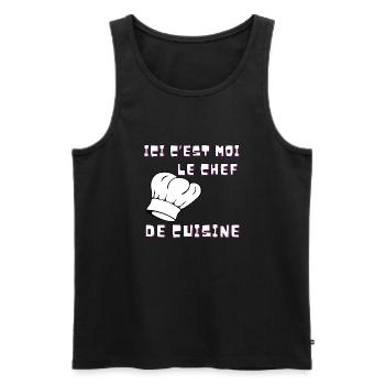 Ici c’est moi LE CHEF de cuisine chef humour - Débardeur bio Premium Homme - noir - Devant - AI Model Male 178 light (178cm)