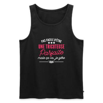 tricoteuse parfaite / cadeau humour tricot - Débardeur bio Premium Homme - noir - Devant - Michal (187cm)