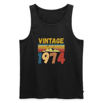 vintage 1974 - Men's Premium Organic Tank Top - black - Front - AI Model Male 178 light (178cm)