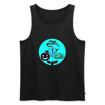 Halloween, bats and pumpkin - Men's Premium Organic Tank Top - black - Front - Michal (187cm)