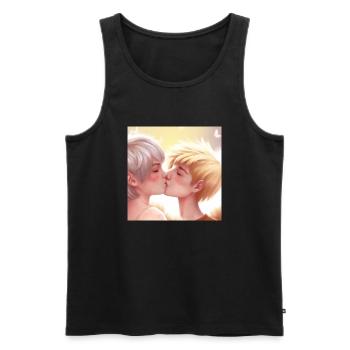LGBT Queer Kuss 🌈🌈 - Männer Premium Bio Tank Top - Schwarz - Vorne - Michal (187cm)