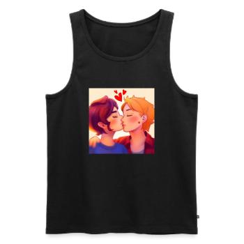LGBT Queer Kuss 🌈🌈 - Männer Premium Bio Tank Top - Schwarz - Vorne - Michal (187cm)