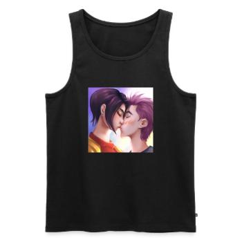 LGBT Queer kiss 🌈🌈 - Men's Premium Organic Tank Top - black - Front - Michal (187cm)