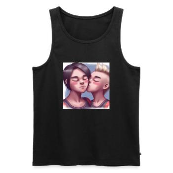 LGBT Queer kiss 🌈🌈 - Men's Premium Organic Tank Top - black - Front - Michal (187cm)