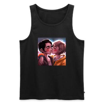 LGBT Queer kiss 🌈🌈 - Men's Premium Organic Tank Top - black - Front - Michal (187cm)