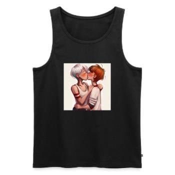 LGBT Queer Kuss 🌈🌈 - Männer Premium Bio Tank Top - Schwarz - Vorne - Michal (187cm)
