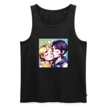 LGBT Queer kiss 🌈🌈 - Men's Premium Organic Tank Top - black - Front - Michal (187cm)