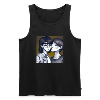 LGBT Queer kiss 🌈🌈 - Men's Premium Organic Tank Top - black - Front - Michal (187cm)
