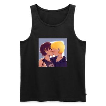 LGBT Queer kiss 🌈🌈 - Men's Premium Organic Tank Top - black - Front - Michal (187cm)
