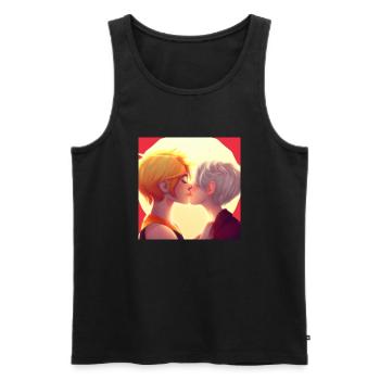 LGBT Queer kiss 🌈🌈 - Men's Premium Organic Tank Top - black - Front - Michal (187cm)