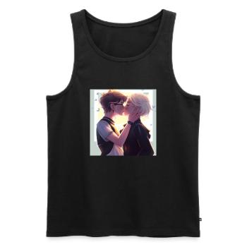 LGBT Queer kiss 🌈🌈 - Men's Premium Organic Tank Top - black - Front - Michal (187cm)