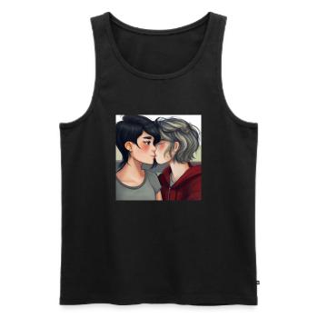 LGBT Queer kiss 🌈🌈 - Men's Premium Organic Tank Top - black - Front - Michal (187cm)