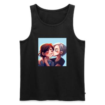 LGBT Queer kiss 🌈🌈 - Men's Premium Organic Tank Top - black - Front - Michal (187cm)