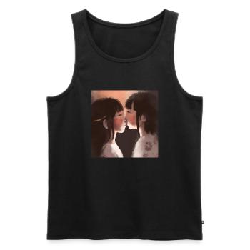 LGBT Queer kiss 🌈🌈 - Men's Premium Organic Tank Top - black - Front - Michal (187cm)