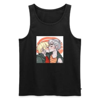 LGBT Queer kiss 🌈🌈 - Men's Premium Organic Tank Top - black - Front - Michal (187cm)