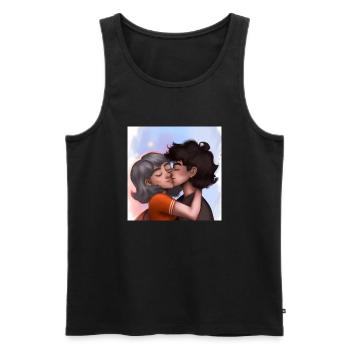 LGBT Queer kiss 🌈🌈 - Men's Premium Organic Tank Top - black - Front - Michal (187cm)