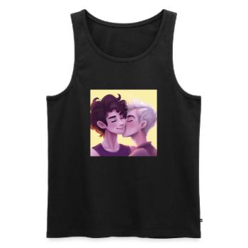 LGBT Queer kiss 🌈🌈 - Men's Premium Organic Tank Top - black - Front - Michal (187cm)