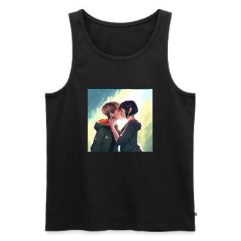 LGBT Queer kiss 🌈🌈 - Men's Premium Organic Tank Top - black - Front - Michal (187cm)