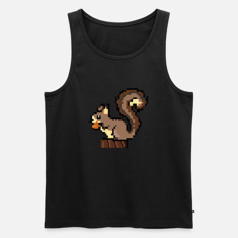 Eichhörnchen Pixel Art Geschenkidee - Männer Premium Bio Tank Top - Schwarz