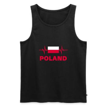Poland Football 2022 Poland Heartbeat Poland Flag - Men's Premium Organic Tank Top - black - Front - AI Model Male 178 light (178cm)