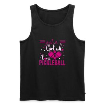 Just A Girl Who Loves Pickleball - Men's Premium Organic Tank Top - black - Front - AI Model Male 178 light (178cm)